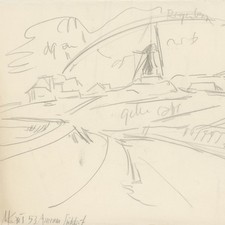 Max Kaus Amrum Süddorf Nordsee Orig. Zeichnung Bleistift Postwar signiert 1953