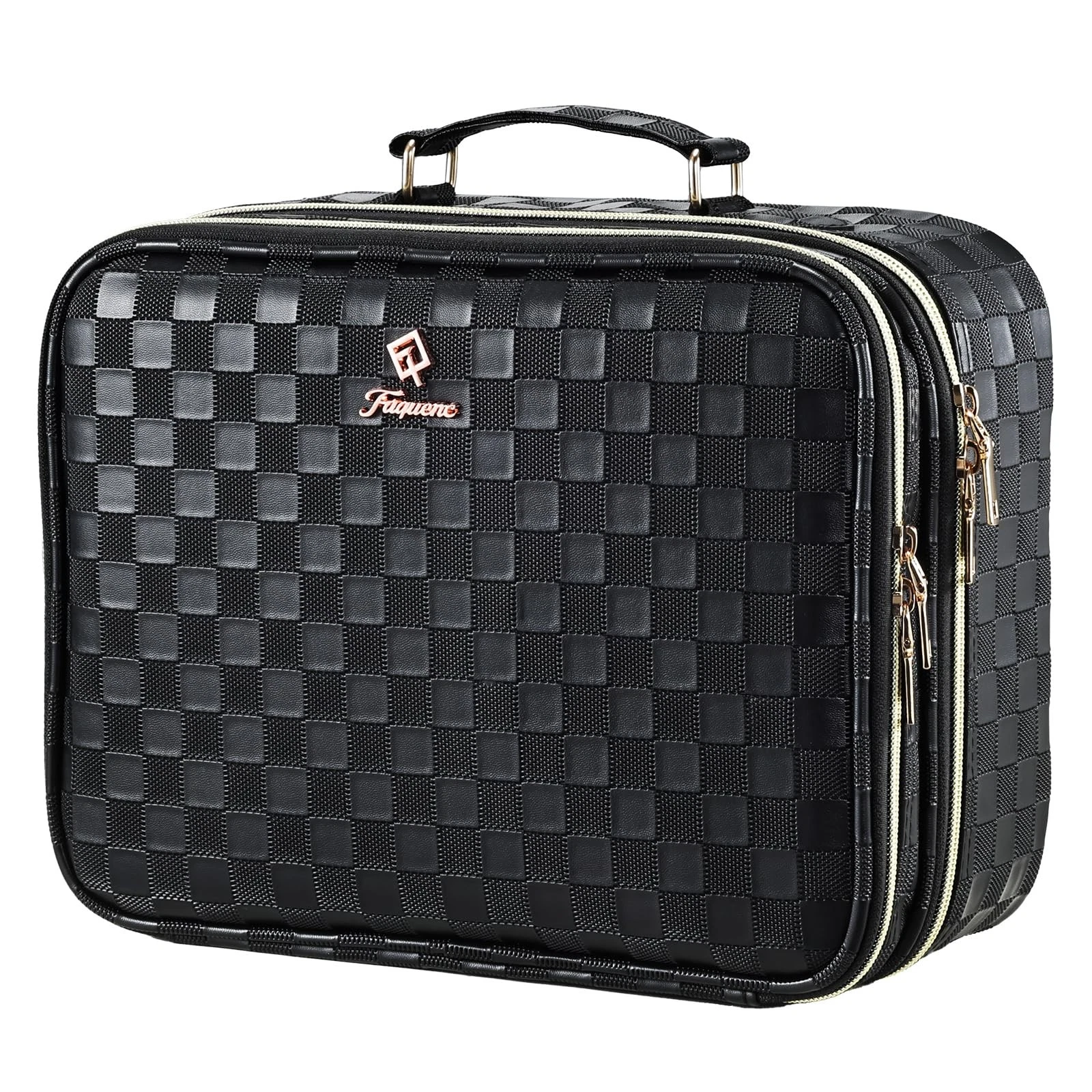 Makeup Bag with LED Lighted Mirror 12.2 IN Cosmetic Train Case Double Layer M...