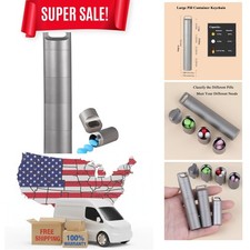 Small Keychain Pill Holder,304 Stainless Steel Portable Pill Case Organizer f...