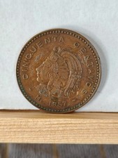 1957 Mexico 50 Centavos Bronze Coin