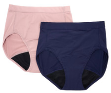 Breezies Set of 2 Leak Proof Hi-Cut Briefs 3X Navy/Mauve A508656  12706