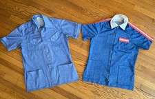 Denim Color Vintage Shirt/Lab Coat Jacket Set Of 2 Unisex Medium 70s-80s