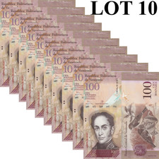 Venezuela 100 Bolivares 2015 P 93j UNC 1/10 Bundle Lot 10 pcs NR No Reserve
