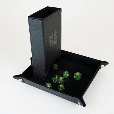 Metall Würfelspiele klappbar Leder Würfelturm schwarz Brettspiel D&D Zubehör