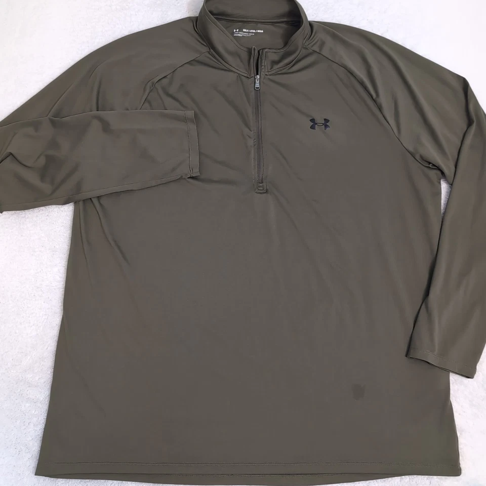 Pullover ligero Under Armour Tech 1/4 cremallera para hombre 3XLT alto verde militar Foto 3 de 4