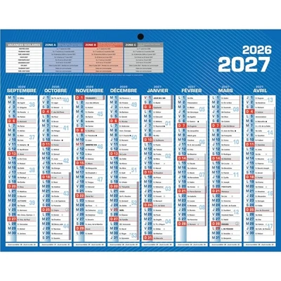 Bouchut 1 Calendrier semestriel mural 2026/2027 Format :21x26,5cm 16 mois - Neuf - Photo 1/2