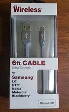 Just Wireless 6ft Cable Extra Strength Micro USB for SAMSUNG, LG, HTC, NOKIA...