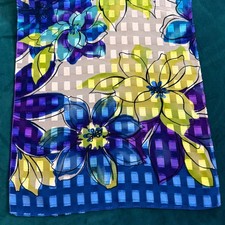 Vibrant Floral Scarf Blue Green Purple Sheer Lightweight Accessory