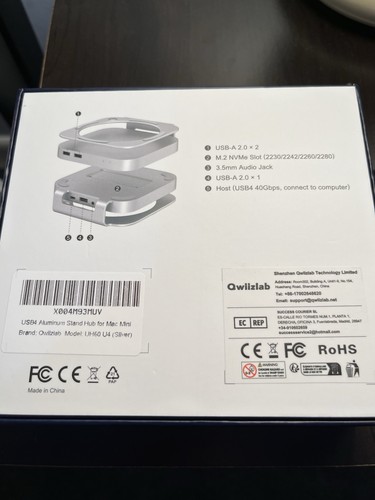 Qwiizlab Aluminum Stand HubWith USB4 SSD Enclosure Model UH60 U4 For Mac Mini M4 - Afbeelding 3 van 16