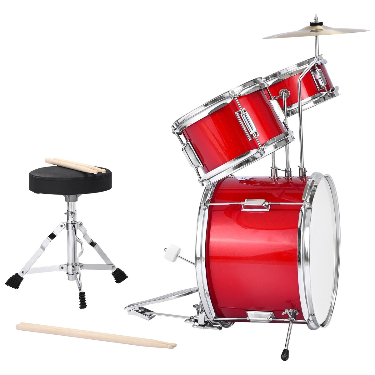 Kids Drum Set 3-Piece Junior Musical Drum Kit with 14 in Bass Drum