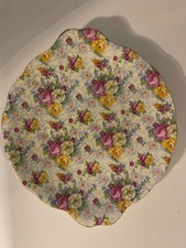 Chintz Handled Cake Plate Rose Time - Royal Albert Bone England Vintage 50 s