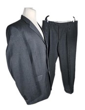 Claiborne Mens 46L Gray Striped 100% Wool Lt.Weight Suit S69