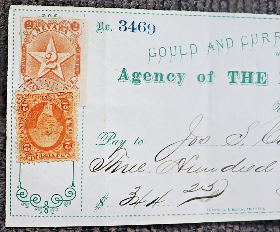Cheque Gould & Curry Silver Mining Co. Bank of California 1867 Foto 2 de 4