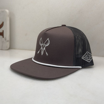 Southern String Hat Co Brown Deer Skull Crossed Arrows Rope Hat