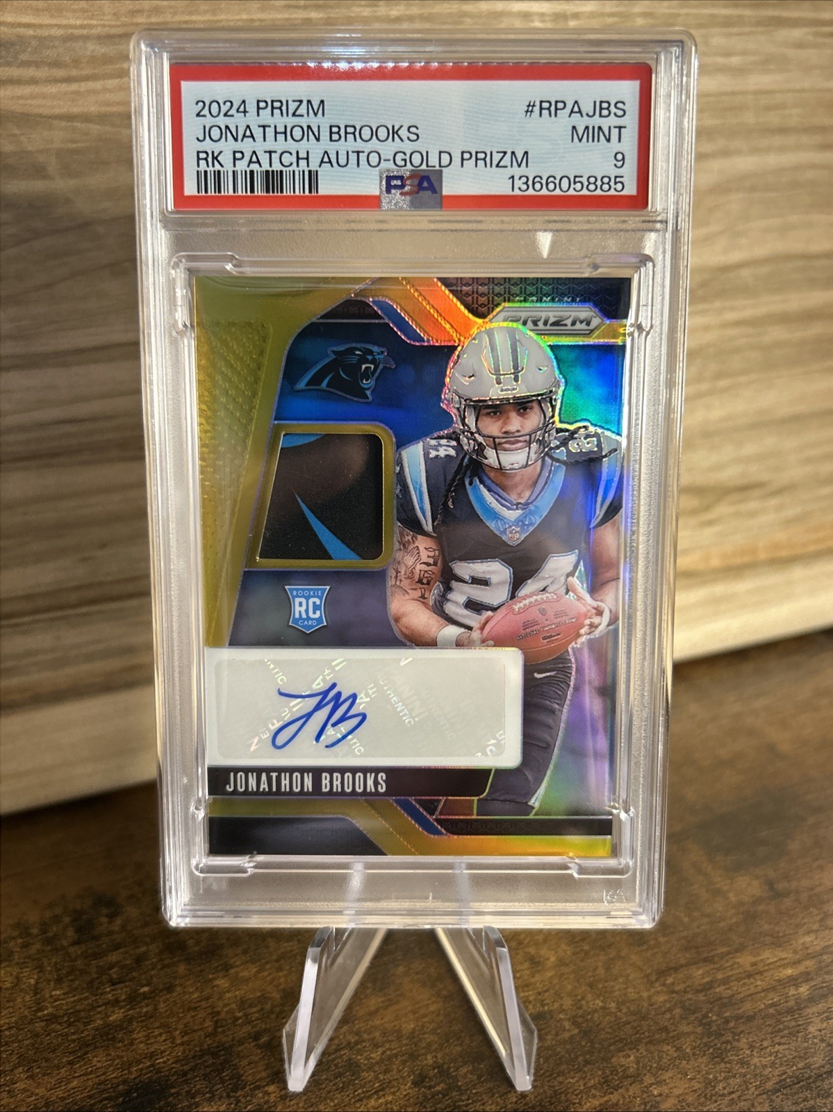 JONATHON BROOKS 2024 PANINI PRIZM TRUE GOLD #/10 ROOKIE RC AUTO PANTHERS PSA 9