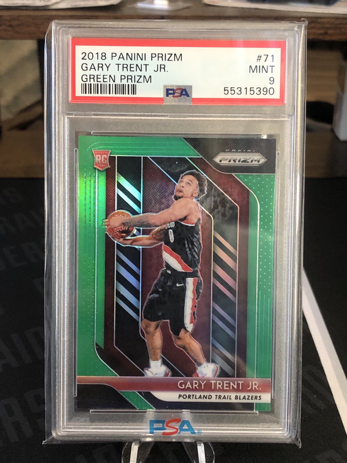 2018-19 Prizm Gary Trent Jr. RC Prizm Green #71 Trail Blazers PSA 9