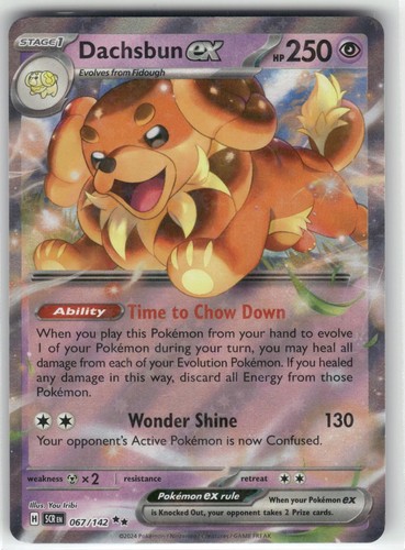 Dachsbun ex 067/142 Double Rare Stellar Crown Pokemon Holo Near Mint
