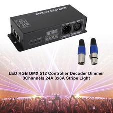 LED RGB DMX 512 Controller Decoder Dimmer 3Channels 24A 3x8A Stripe Light