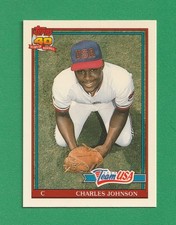 CHARLES JOHNSON 1991 Topps Traded TIFFANY RC #61T USA Marlins Rookie Card MLB*. rookie card picture
