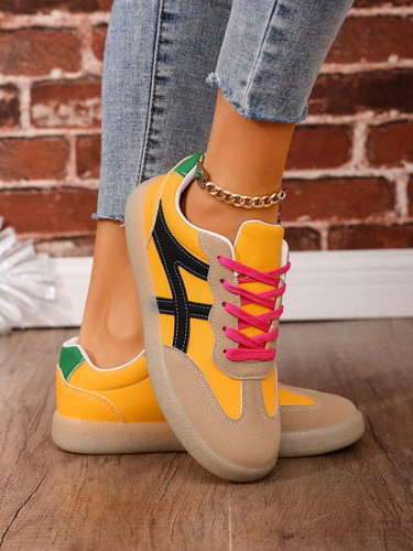 Women's Plus Size Multi-Color Casual Lace-Up Flats, Comfortable Outdoor Athleti - Picture 5 of 6