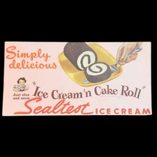 Vintage Newly Weds Sealtest Ice Cream'n Cake Roll 1950s Chicago Diner Store Sign