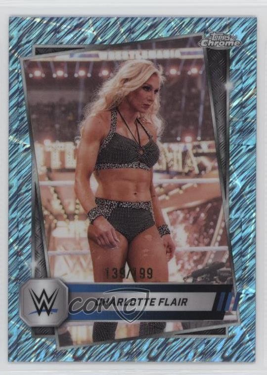 2025 Topps Chrome WWE Aqua Shimmer Refractor /199 Charlotte Flair #123 1m8u