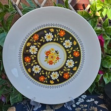 Vintage 1970 Ridgway Ironstone Tyrol Yellow Red Flowers Dinner Plate 10"