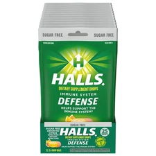 HALLS Defense Assorted Citrus Sugar Free Vitamin C Drops, Dietary Supplement... 