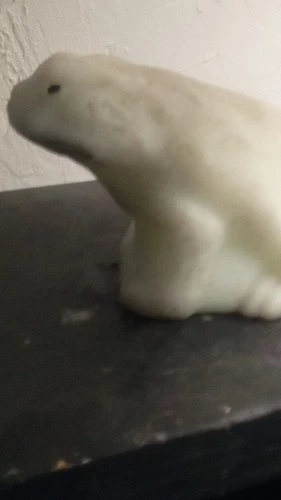 Vintage Fenton Uranium Glass Frog Figurine Satin Light Green Glows