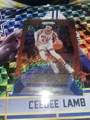 Denzel Valentine /8 SSP Prizm 2017-18 Color Match Bulls Red Shimmer Valentine NO