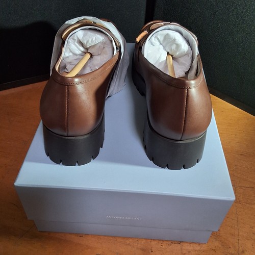 Antonio Melani Brookelyn Chain Loafer Women's Size 8.5 M Cacao Brown Leather - Picture 4 of 9