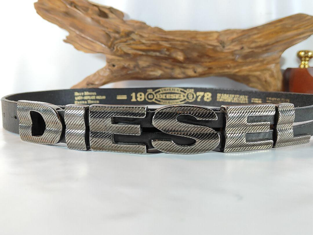 Diesel Men Metal Logo Buckle High-Quality Cowhide Belt Size