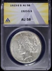 1923-S $1 Peace Silver Dollar ANACS AU 58