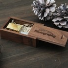 Custom Photography logo Square rose gold sliver usb flash drive wood box Gift