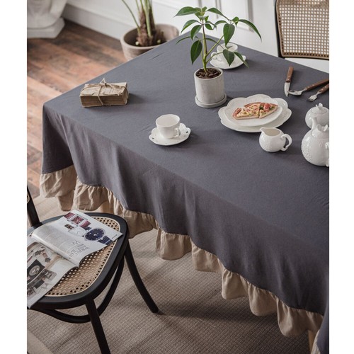 Tablecloth Ruffle Table Rectangle Table Cloth Cover Dining Tablewear Home Decor - Picture 36 of 37