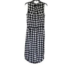 Banana Republic Factory Black Gingham Sleeveless Button Front Dress size 4