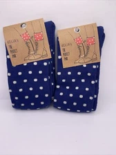 deliA’s Perfect Pair Super Soft Boot Socks 2 Pairs One Size Blue/Polka Dot New