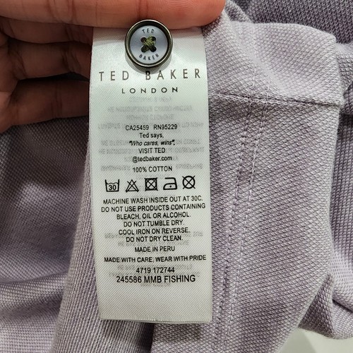 Ted Baker Mens Textured Front Knit Polo Shirt Size XXL/IT 6 Purple - Picture 5 of 6