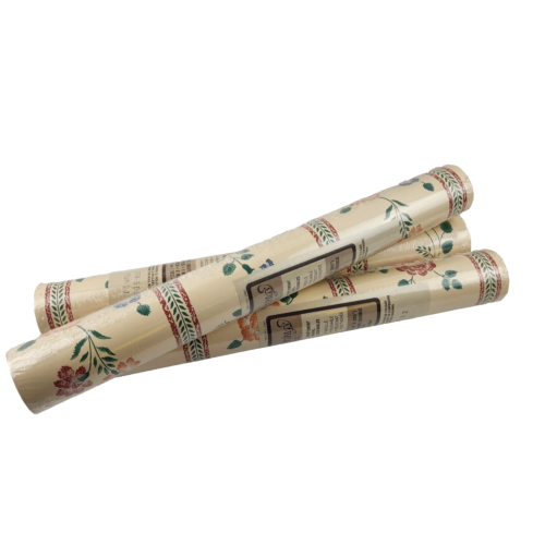 Wallpaper Floral Stripes Double Rolls Lot of 3 Wrapped Collins & Aiken VTG 80s