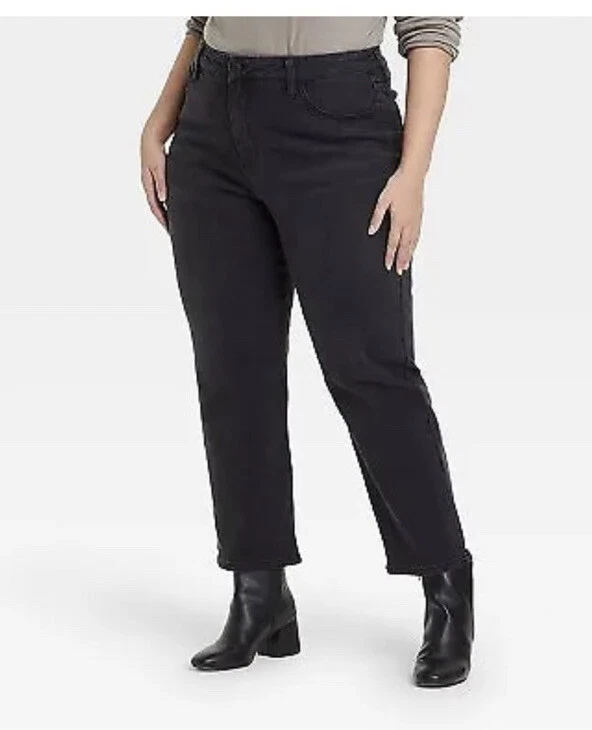 Plus size black cheap straight leg jeans