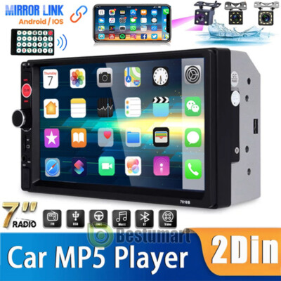 7'' Double Din Car Stereo IOS/Android MP5 Player FM GPS Navigation Bluetooth+CAM