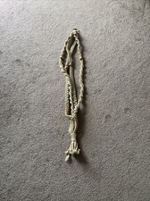 Vintage Macrame Plant Hanger Yellow Wood Beads Handmade 49  