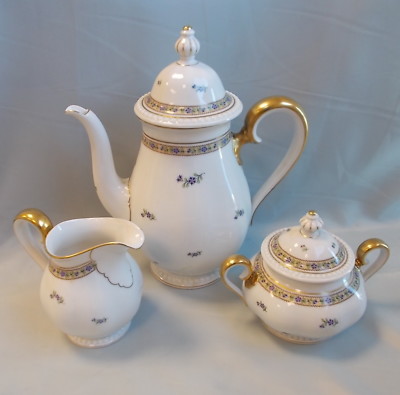 Perlrand Perl Rosenthal Blumen Goldrand Kaffeeservice 21tlg. (Bo)