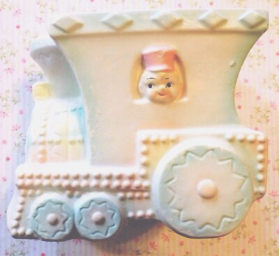 Vintage Porcelain Train with Baby Planter Made in Japan Nursery Decor