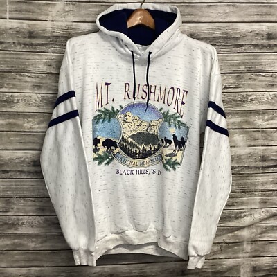 Vintage Prairie Mountain Hoodie Sweatshirt Men Large Gray Mount