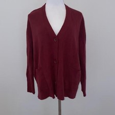 Michael Stars Pinot/Wine V Neck Sweater Cardigan Pockets Boxy large NWT