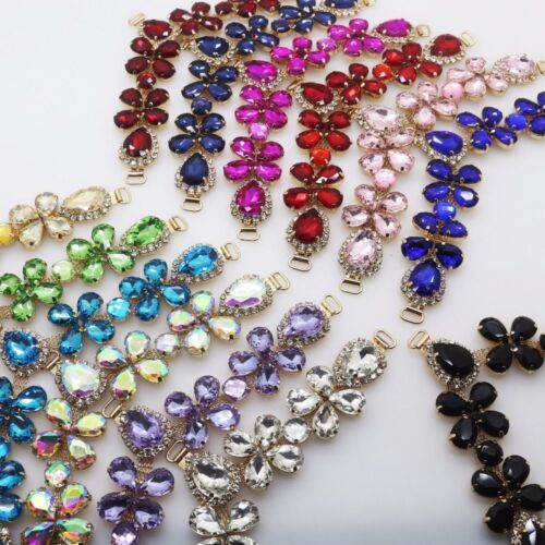 Crystal Charm Connectors Rhinestone Chain Buckle Footwear Connector Buckles 2Pcs - Picture 1 of 25