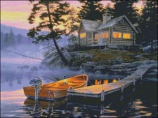 Needlework Crafts Full Embroidery Counted Cross Stitch Kits 14 ct Morning Lake