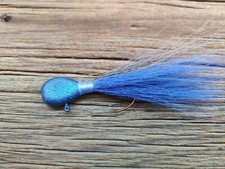 6 Bucktail Jigs, 3/4 oz 4/0 Sickle Hook - Lake Erie Walleye Fishing - Blue Ice G