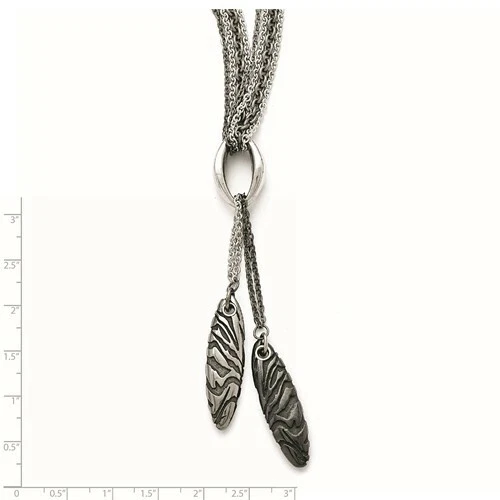 *NOVO EM FOLHA* Cinzel Titânio/Ster.Sil Preto Colar de Lança Gravado TBN166-18 - Imagem 2 de 2